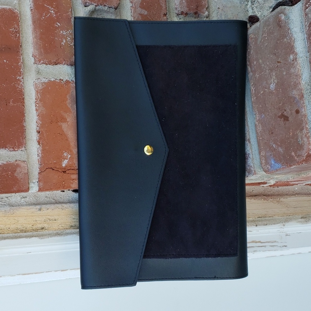 Glass Ladder and Co. Womens Megan Portfolio Clutch Organizer Suede Black